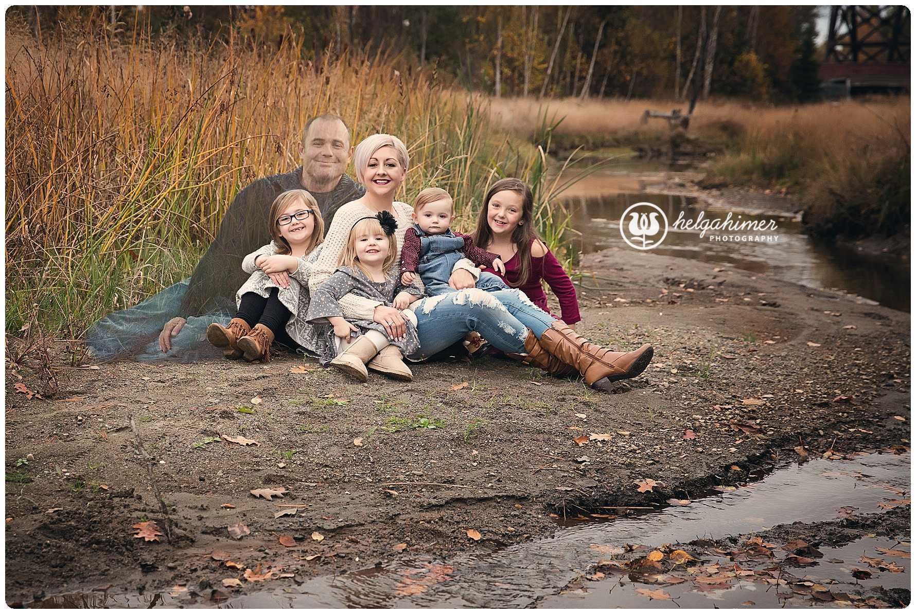 family fall photo session with ghost dad