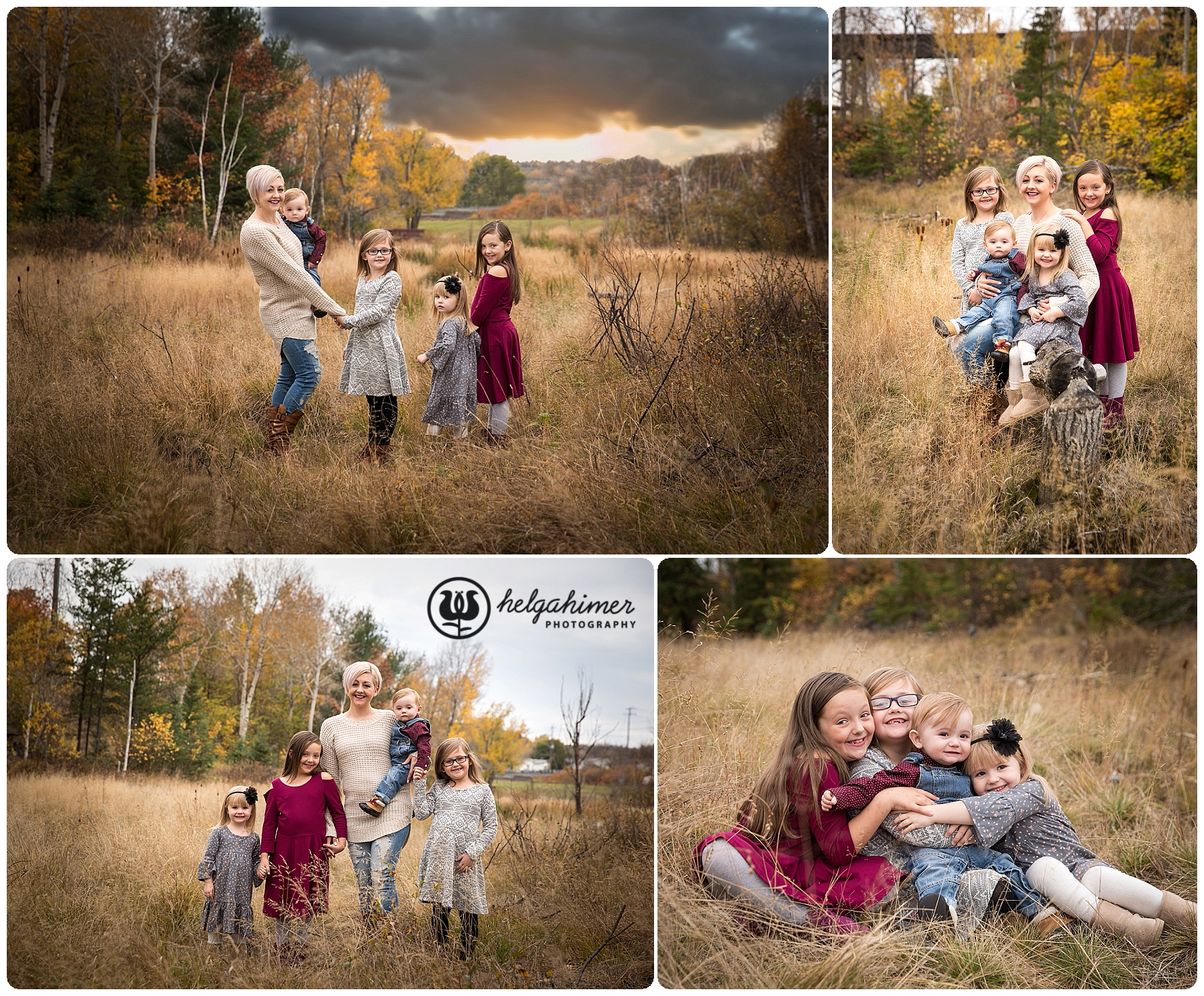 fall family photoshoot tall grass and small kids
